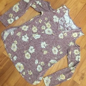 Love, Fire Floral Cold Shoulder Super Soft Top